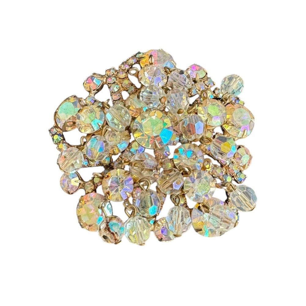 Vintage Juliana Cha Cha Brooch Aurora Borealis Crystal Rhinestone Pin Iridescent